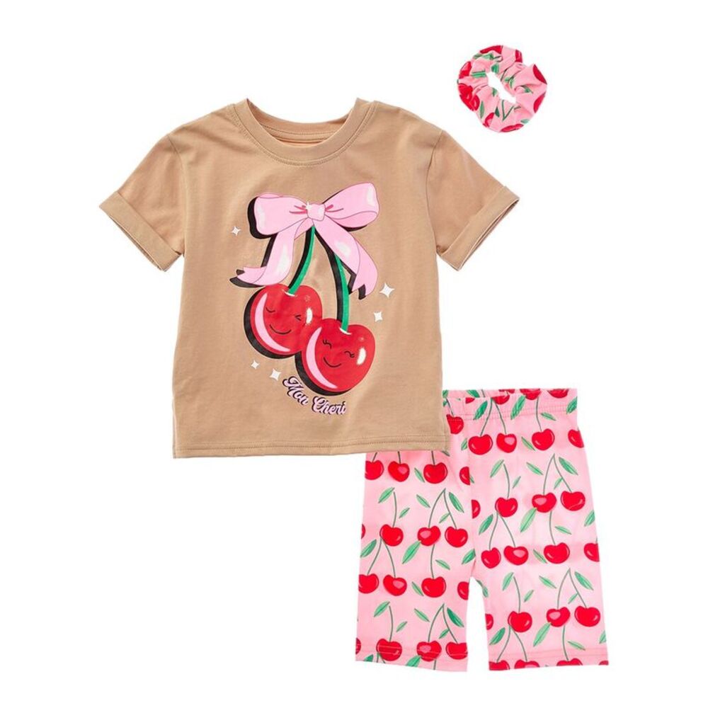Freestyle Girls  3Pc Mon Cheri Bike Short Set, Brown